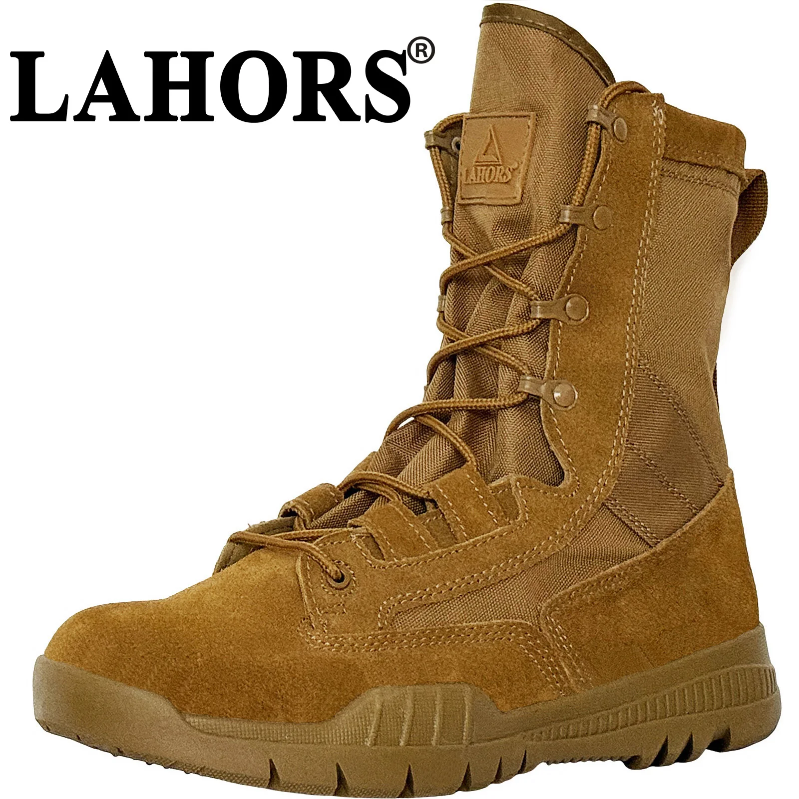 

LAHORS® High-Top Men's Leather Hiking Work Boots With Zipper Non-Slip Lightweight Combat &Tactical Breathable Desert Boots