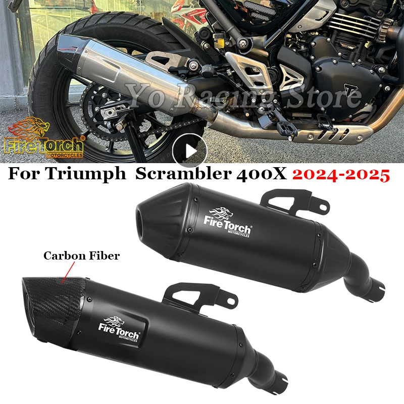 

Slip On For Triumph Scrambler 400X 2024 2025 Motorcycle Exhaust System Escape Mid Link Pipe With Muffler Moto For Scrambler400X
