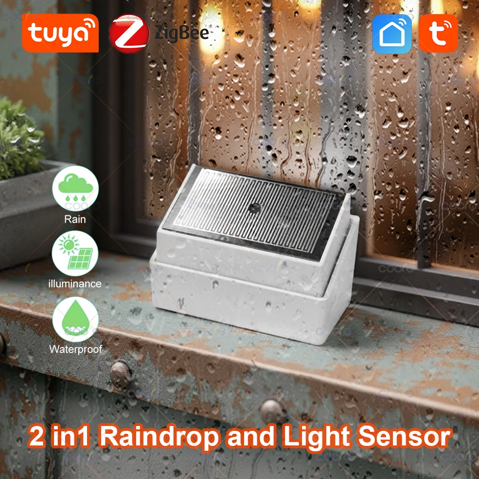 

Детектор дождя Tuya Zigbee с обнаружением подсветки Датчик дождевой воды в реальном времени работает с приложением Smart Life Zigbee2mqtt для дома