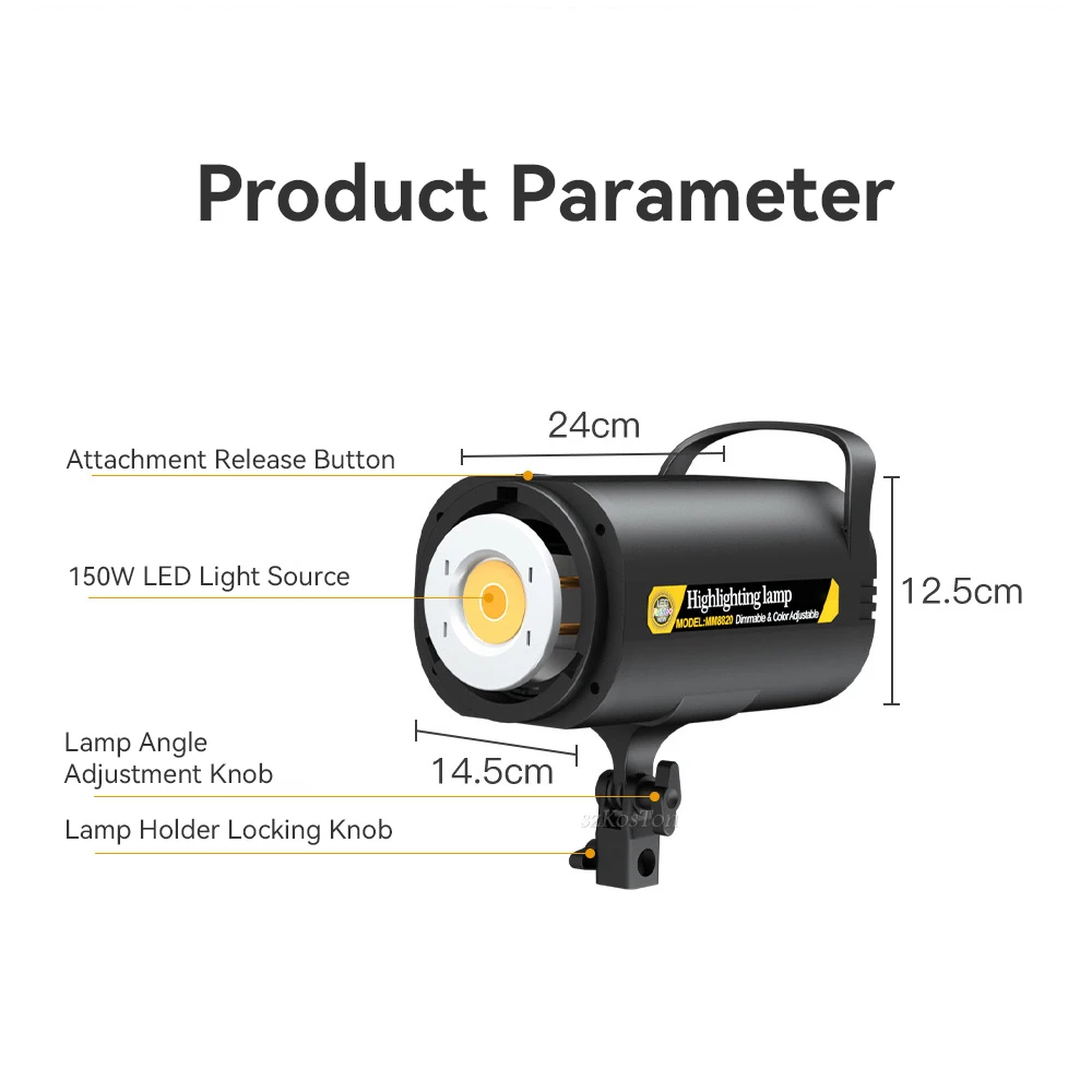 100W LED Fill Light Studio Video Light 2700-6500K Dimmable Bowens Mount Continuous Light Remote Control Video Recording