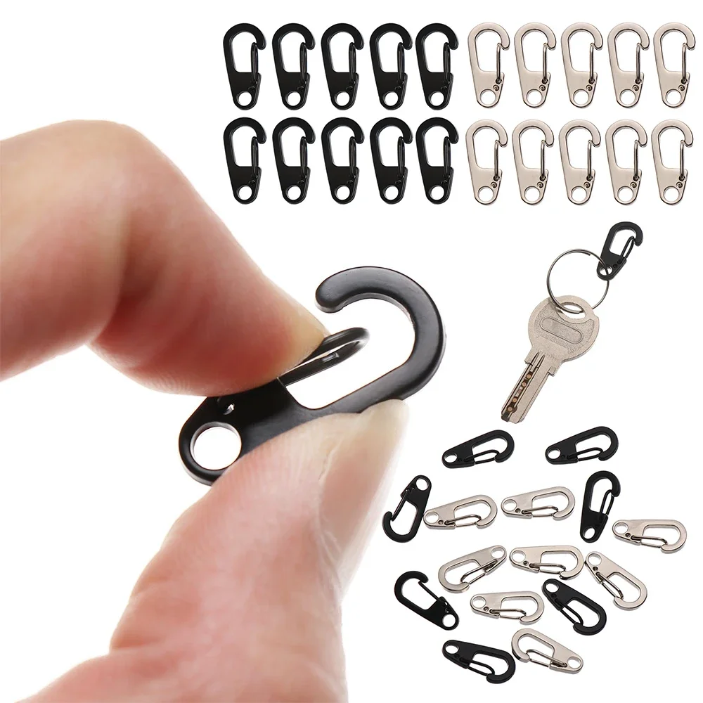 4/10Pcs Mini Carabiner Clips – Aluminum Alloy D-Ring Keychain Spring Buckles for Camping, EDC & Outdoor Gear