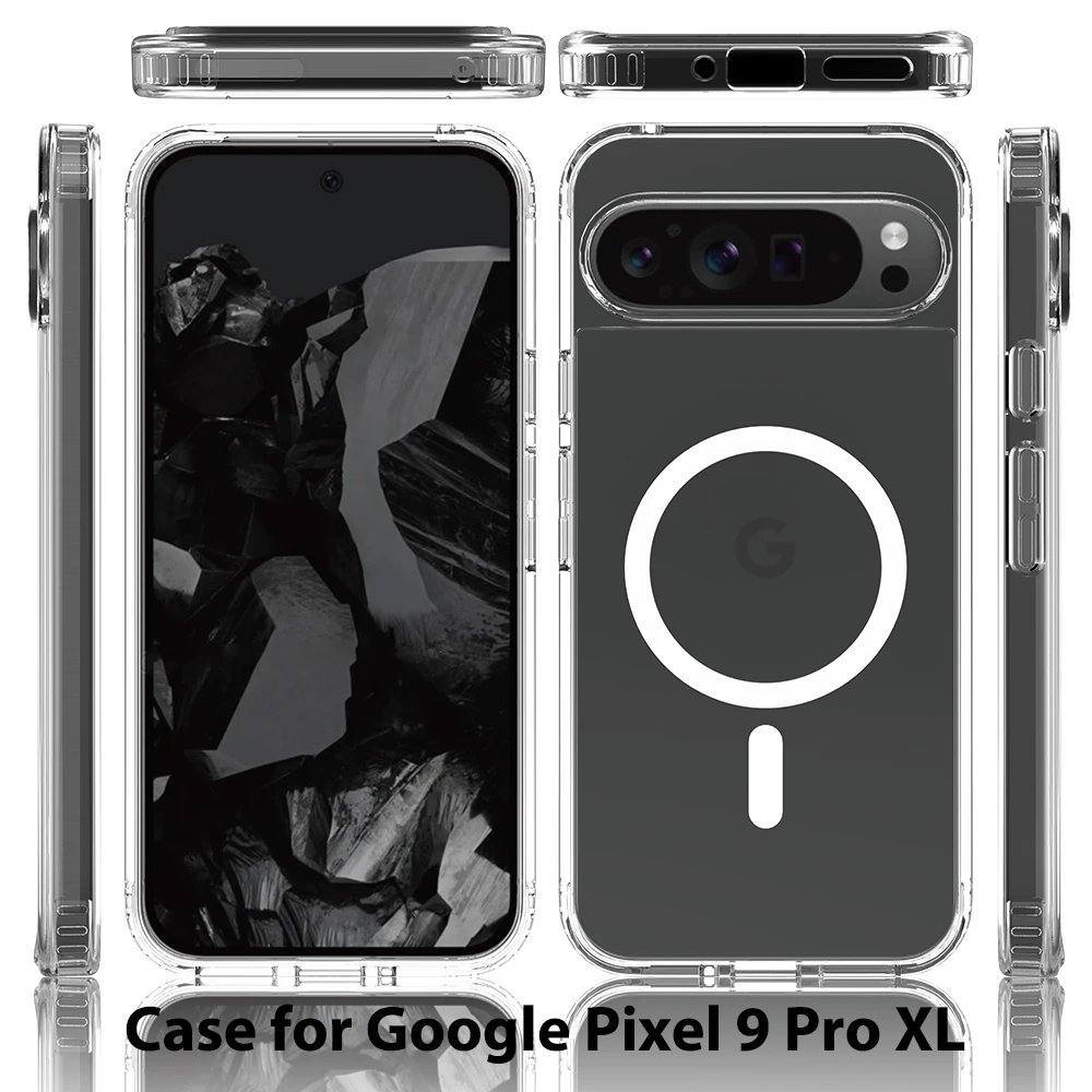 HD Transparent Strong Magnetic Wireless Charging Phone Case for Google Pixel 10 9Pro XL 9A TPU Clear Shockproof Protection Cover