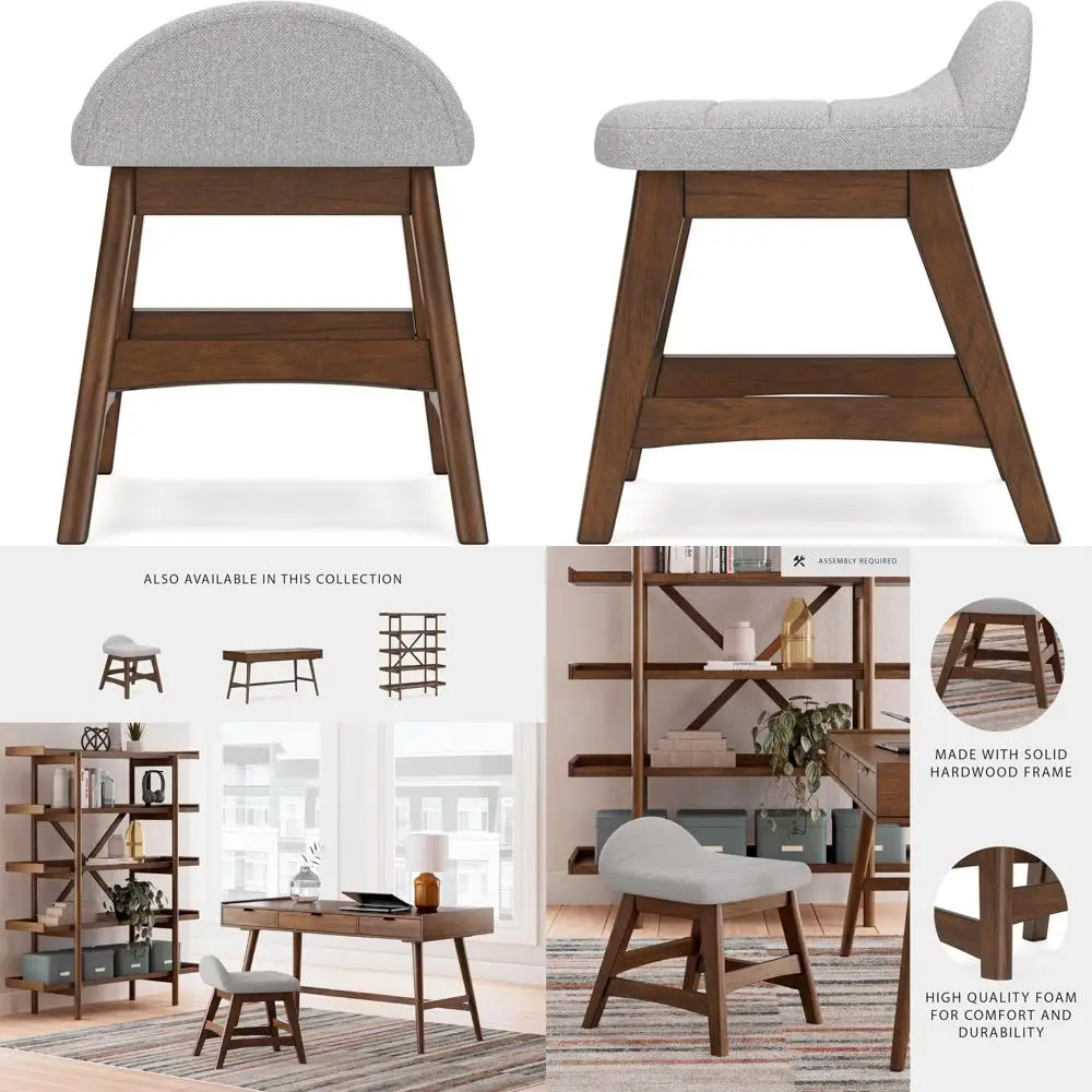 

Lyncott Casual Upholstered Armless Home Office Desk Chair with Backless Design, Light Gray & Light Brown