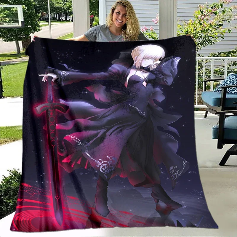 Modern Flanş Peluş Battaniye Öğle Arası Kapak Kader Karikatür Kız Oyunu HD Baskı Yumuşak Peluş çekyat Atmak Karikatür Piknik Battaniyesi