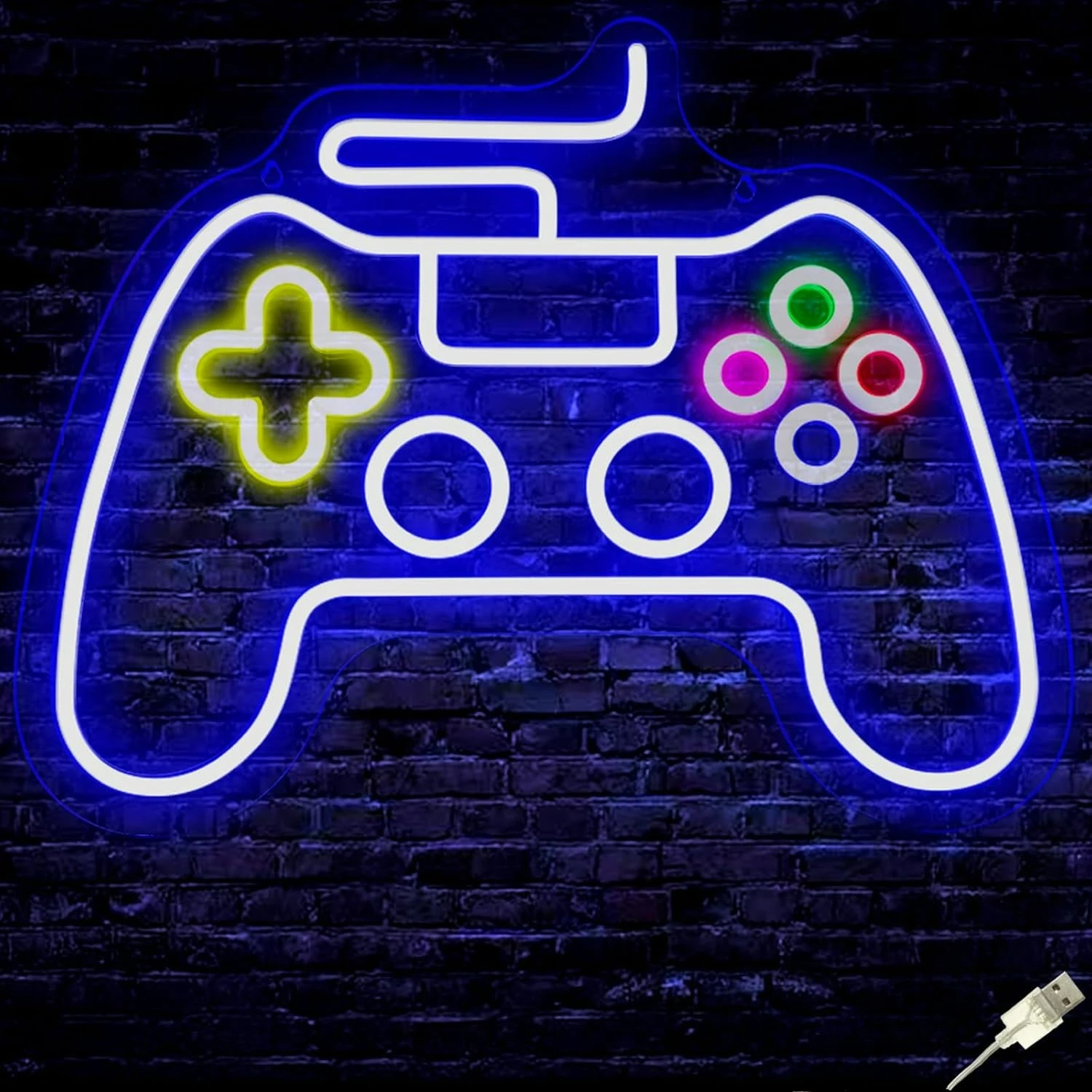 

Неоновая вывеска геймпада, игровой контроллер, неоновая подсветка геймера для декора стен игровой комнаты, вывеска в форме геймпада с питанием от USB для подарков для мальчиков