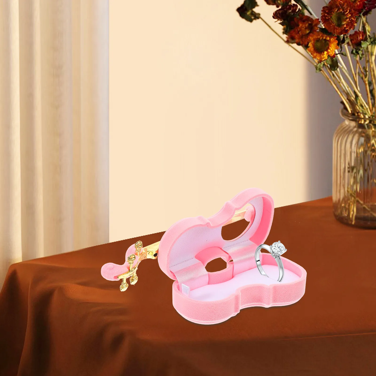 

Violin Shaped Jewelry Box Compact Functional Design for Rings Necklaces Earrings Bracelets with Soft Lined Interior Storage Case