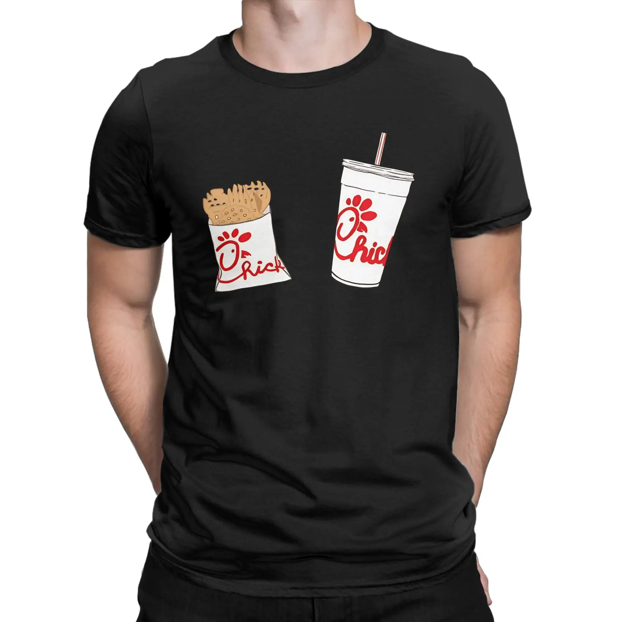 Chick fil fast food pack Novelty 100% Cotton T-Shirt Chick fil A Cup Tops Tees For Men