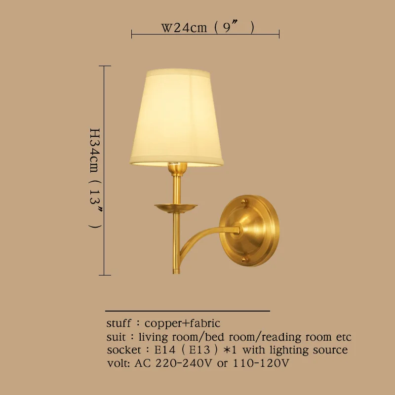 SOURA Indoor Wall Lamps Fixture Brass Modern LED Sconce Contemporary Creative Decorative For Home Foyer Bedroom Corridor