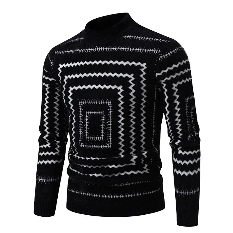 Herbst und Winter neue Herren warm gestrickte Pullover Modetrend Abnehmen Vintage Pullover Mock Neck Pullover