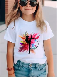 Children's Gymnastics Dancer printed Cotton T-shirt Dance Girl Clothes Baby T-shirt Cute casual short sleeve children's top