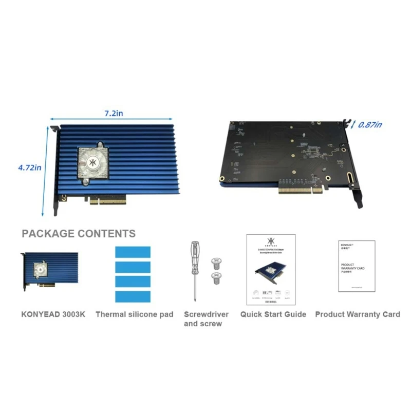 

4 Slots Pcie4.0 x16 to m.2 M-Key nvme 4 SSD Expansion Card Card 64Gbps Transfer Speed 6400mbps Reader and Write