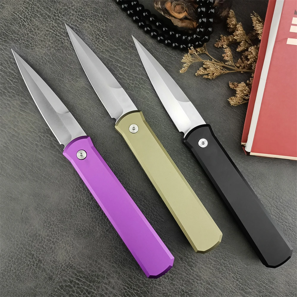 

AU TO 9.25'' D2 Steel Blade Aluminum Alloy Handle Multi-Color Mini Folding Pocket Knife EDC Outdoor Camping Hunting Knife