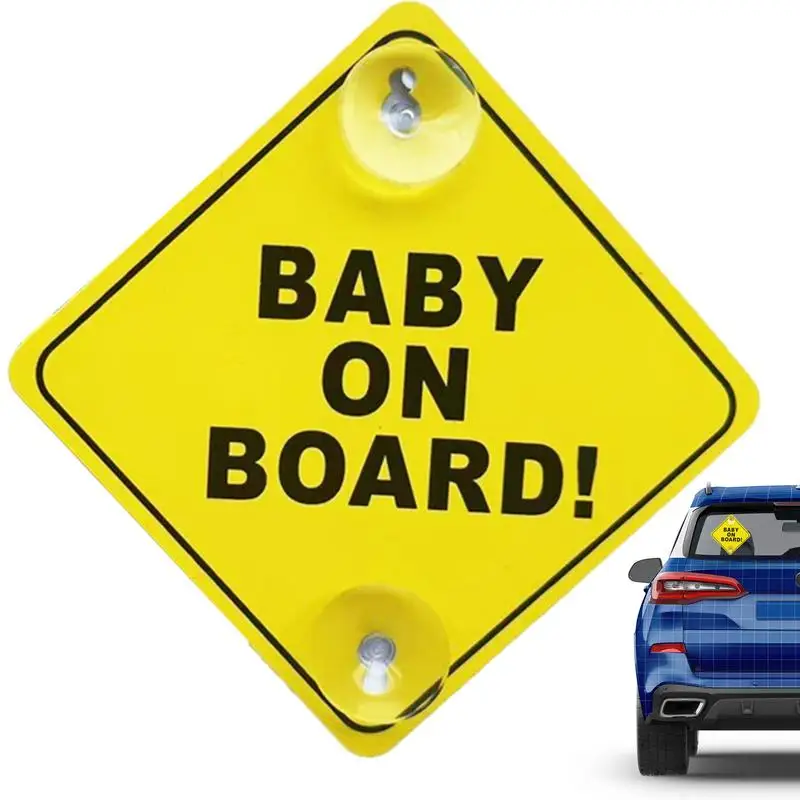 Baby In Car Sticker  Reusable Warning Window Cling With Double Suction Cup Baby Car Sign PP Thickened Child Safe For Car Sticker