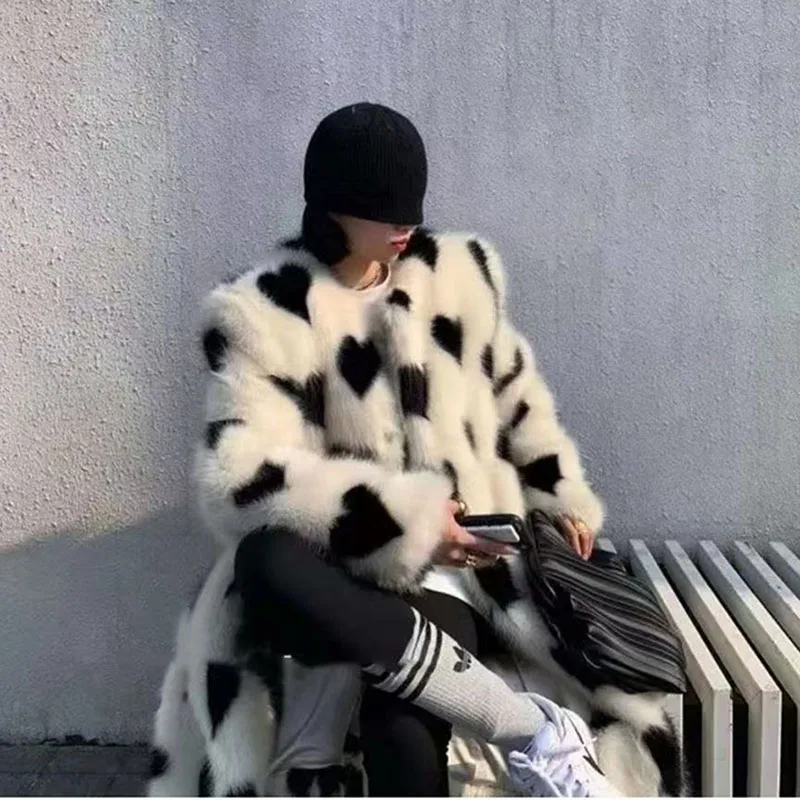 Bontjas Herfst en winter Nieuwe Qianjin Love Losse winter Milieubescherming Imitatie vossenbont Halflange jas Buitenlandse stijl