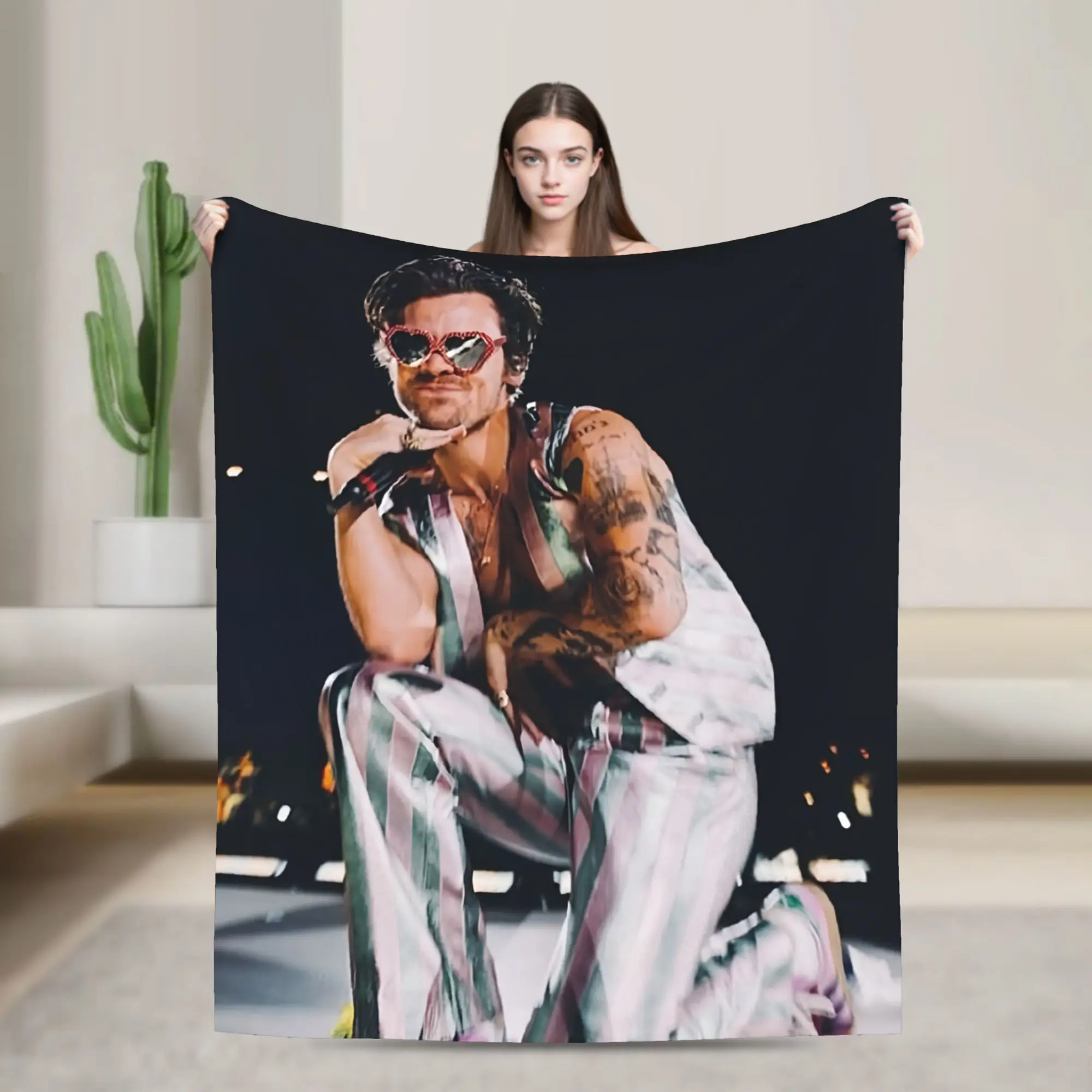 Harrys Styles Tour Kiss All The Time Disco Flannel Blanket  Funny Throw Blanket Sofa Bedding Lounge 150*125cm Plush Thin Quilt