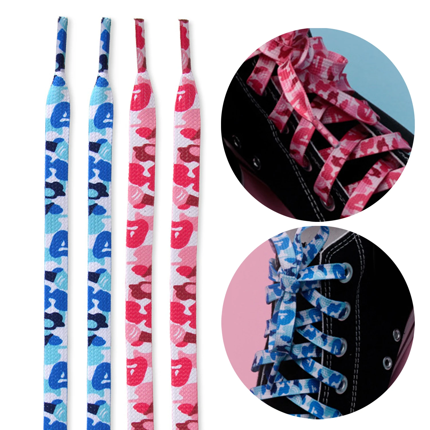 2024 New Cute Trendy Camouflage Print Shoelaces Sport Flat Shoelace For Sneakers Shoe Laces Shoestring Shoes Accessories 160CM