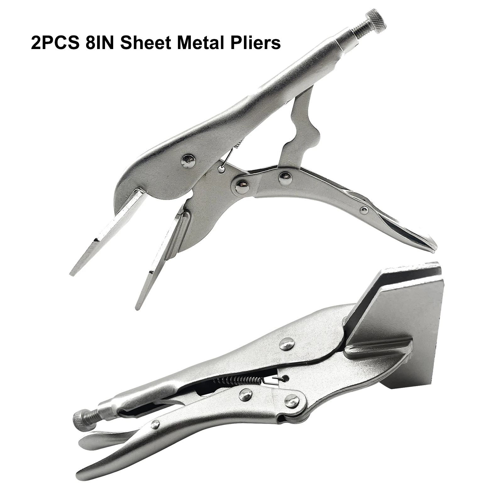 

2PC 8in Industrial Specialized Folding Pliers Hand Tools Flat Locking Pliers Steel Adjustable Flat Head Vise Locking Grip Pliers