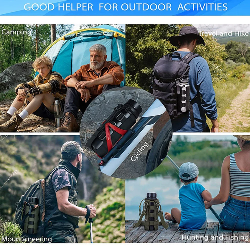 

Molle Water Bottle Bag Multi-Purpose Camping Water Bottle Holder Pouch Travel Water Kettle Carrier for Hiking Cycling Fishing