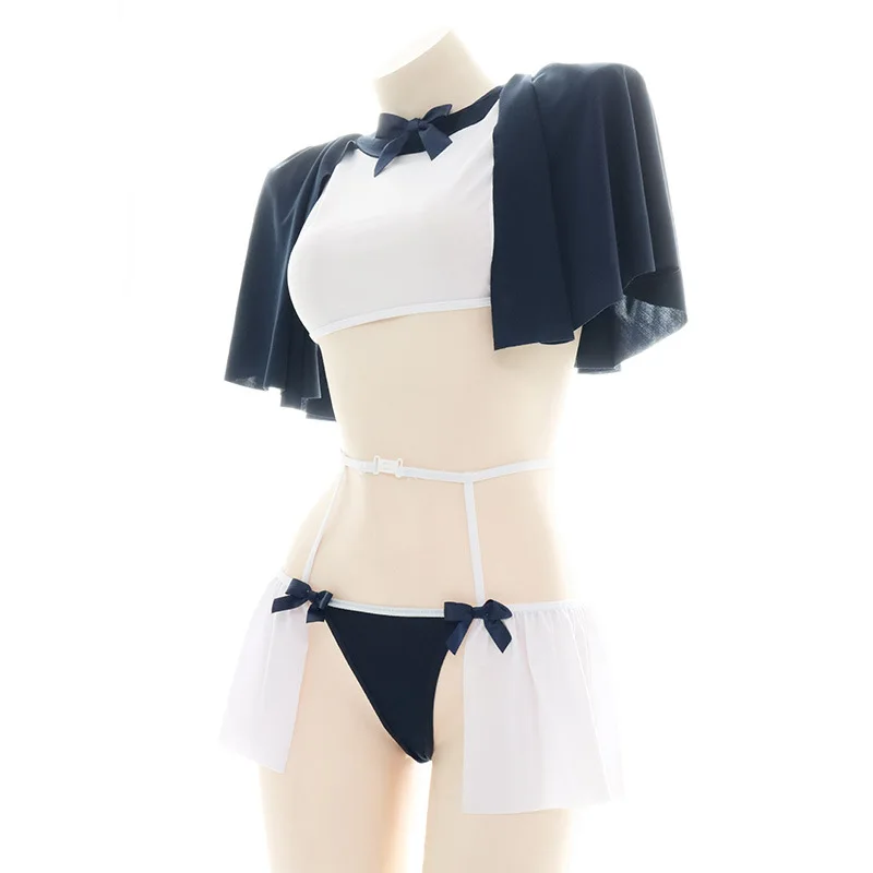 Sexy Anime Swimsuit Student Girl Paladin Top With Cape Swimsuit Uniform Costume Women Maid Hot Pajamas Lingerie Cosplay