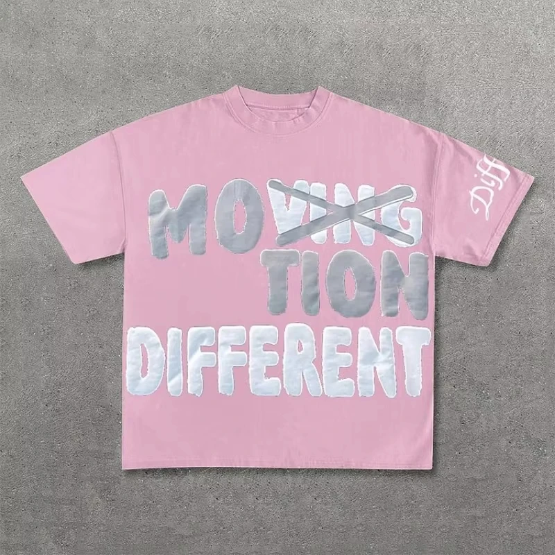 Vintage Motion Different Graphic 100% Cotton Short Sleeve T-Shirt Men Y2K Short Sleeves Oversize Tshirt Streetwear Women Tops image 6