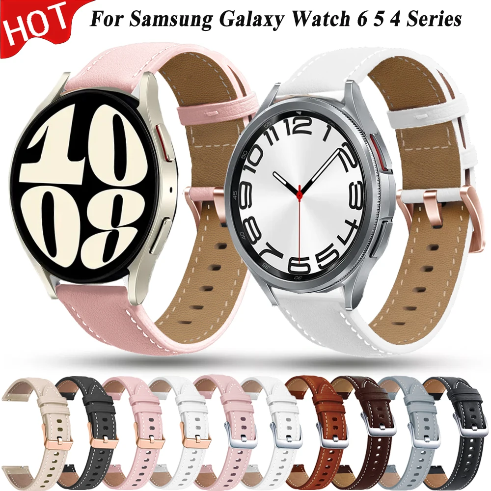 20mm Wristband Strap For Samsung Galaxy Watch 6/5/4 44 40mm Galaxy4 6 Classic 47 43mm 46 42mm Sport Leather Watch5 Pro 45mm Belt