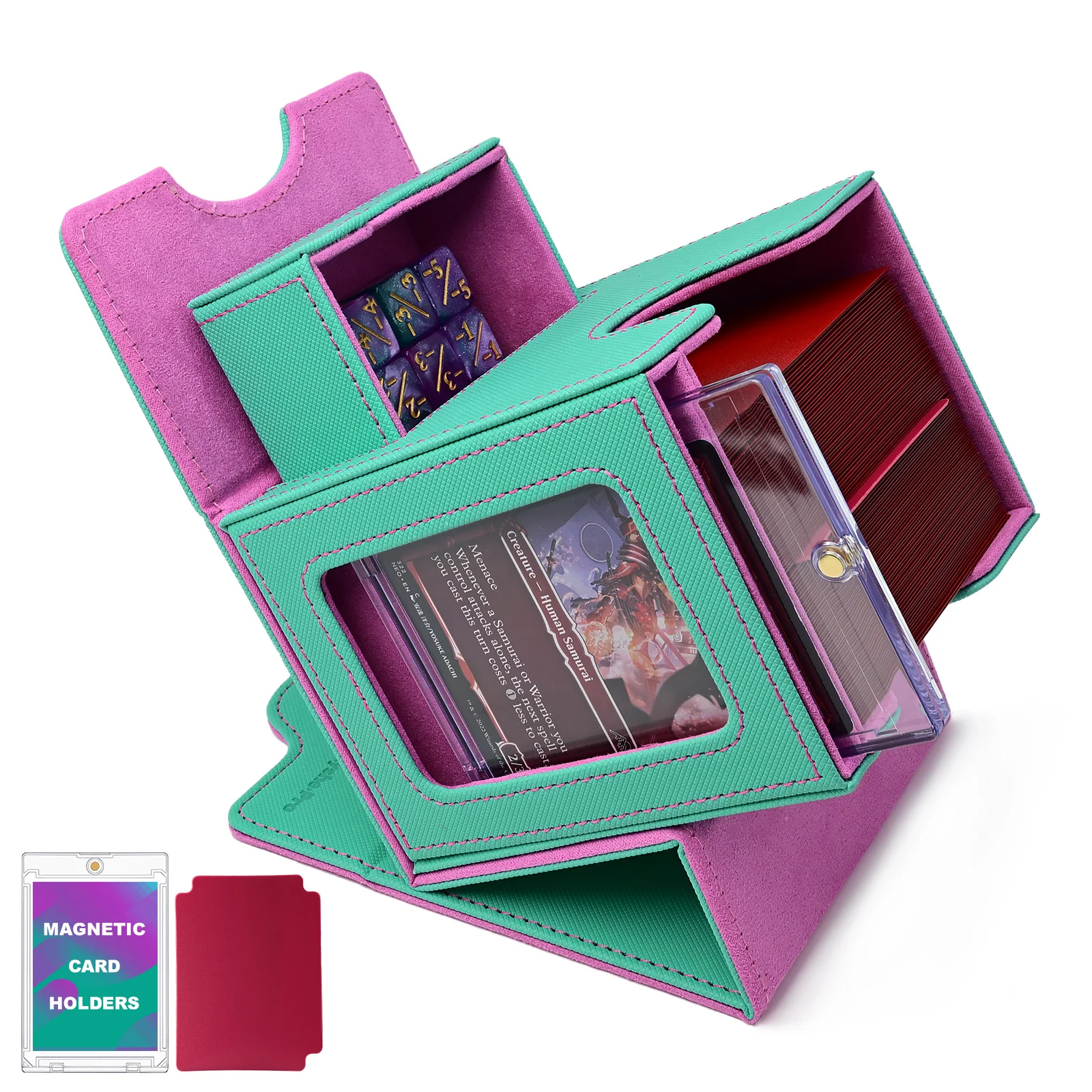

Deck Box for MTG with Display Window Commander Deck Case Fits 100+ Double-Sleeved Cards Magnetic Card Storage Box for TCG PTCG