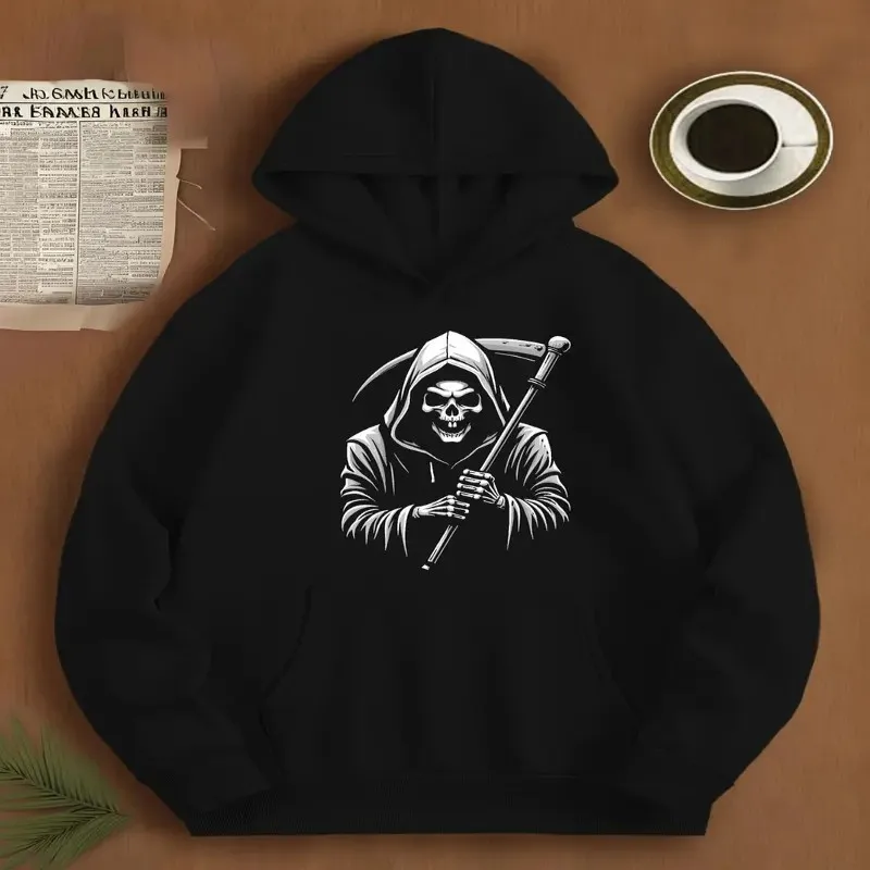 

Зима-Осень, женская толстовка большого размера, женская одежда больших размеров, мрачный жнец, хоккейная клюшка, модная теплая мягкая хлопчатобумажная ткань