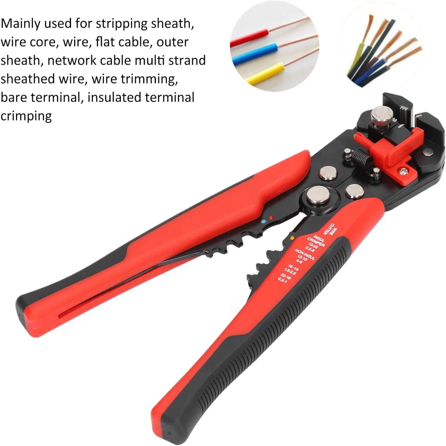 Ultimate efficient, reliable and ergonomic red multifunctional 8-inch wire stripper and crimper pliers for industrial wire cutti