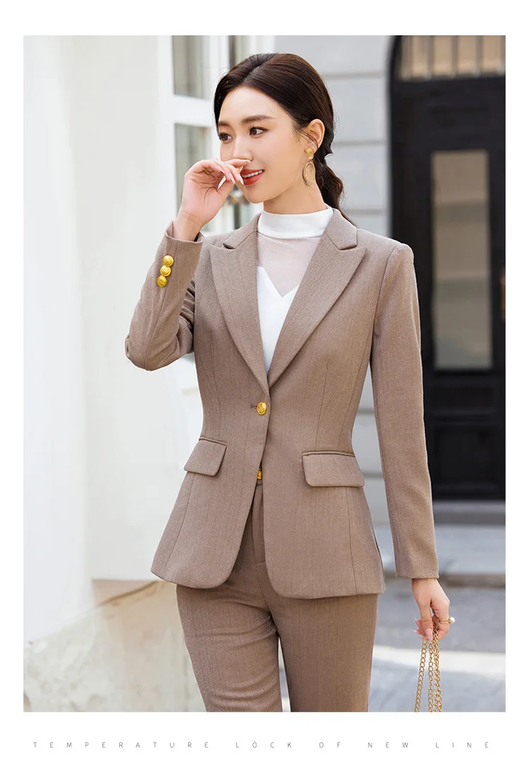 Autumn Winter Office Work Wear Pantsuits Women Blazers Femininos OL Professional Ladies Office Outfits Set Career Interview