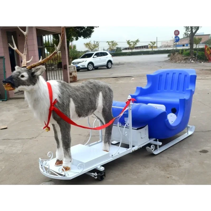 2024 Plastic Snow Sledge Christmas Sled For Children Outdoor Christmas Deer Pull Sledge On Snow And Ice
