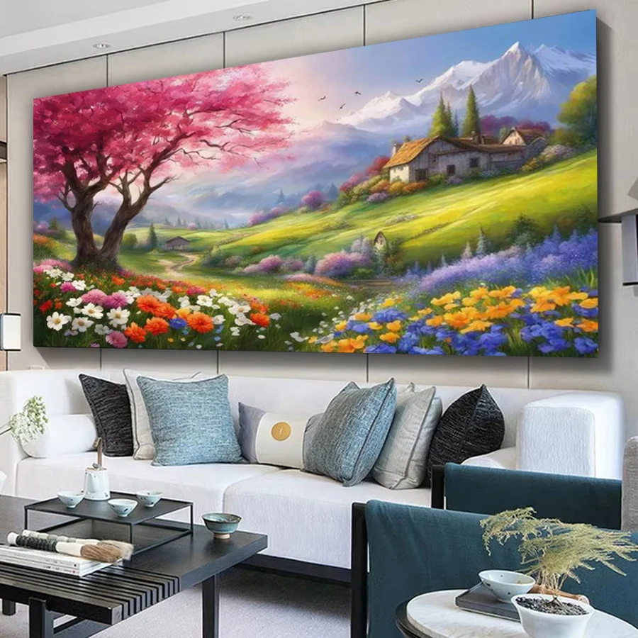 

Spring Scenery House Picture Large Size Diy Diamond Painting New Collection Landscape Full Mosaic Embroidery Kits Wall Decor