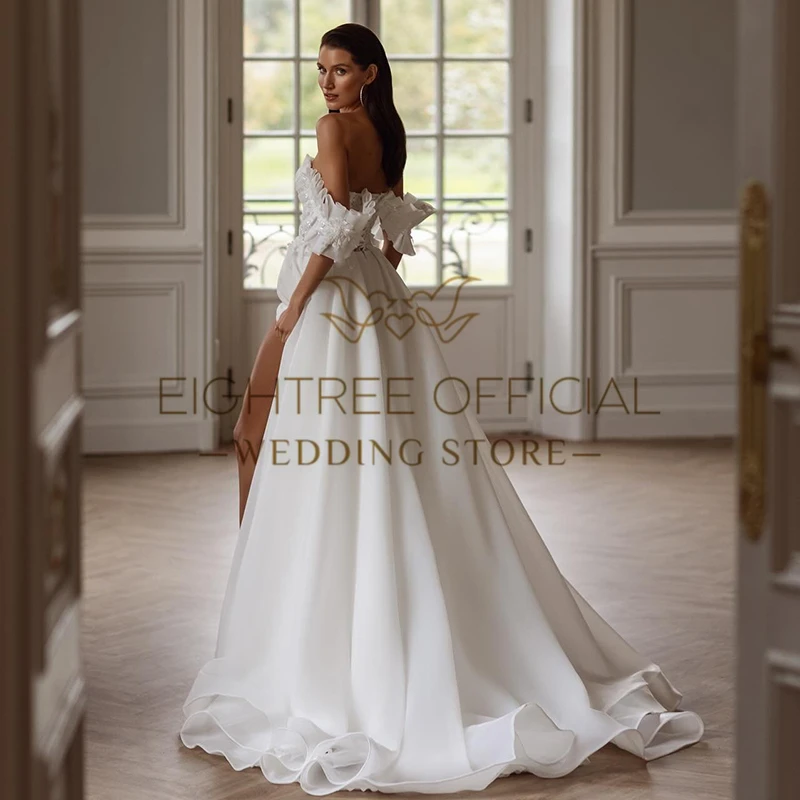 Eightree White Princess A-Line Wedding Dresses Sweetheart Sequines Split Wedding Gowns Boho Beach Bridal Prom Dress Plus Size