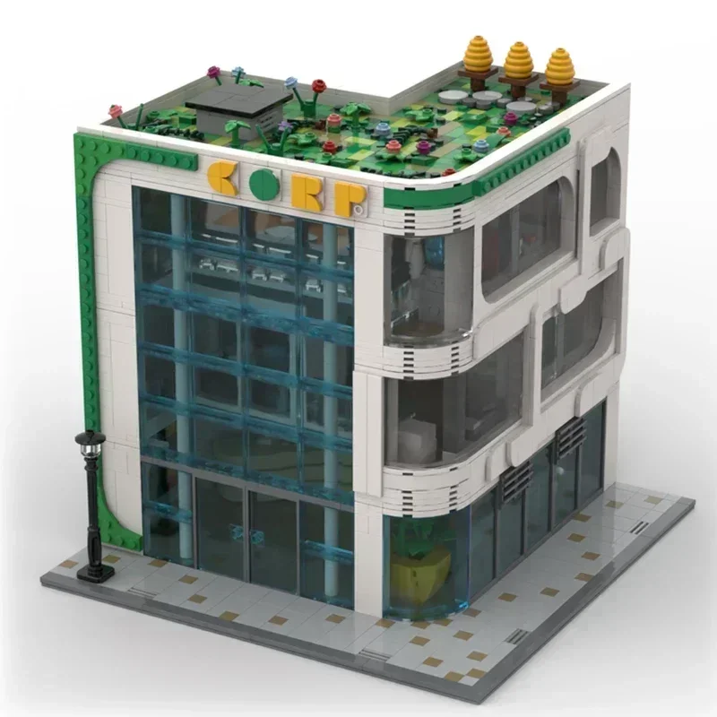 Briques de construction Moc modèle Street View, technologie de bureau d'angle moderne, blocs modulaires, cadeaux, jouets de noël, ensembles de bricolage, assemblage