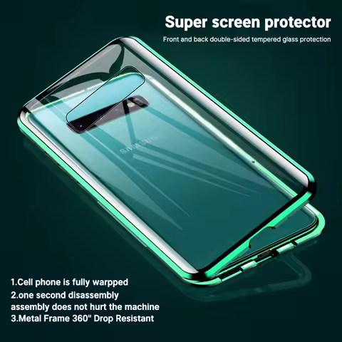 Double Sided Glass Case For Samsung Galaxy S22 S21 S20 S10 S9 S10E Note 20 10 9 Plus Ultra Note20 Ultra Magnetic Phone Cover