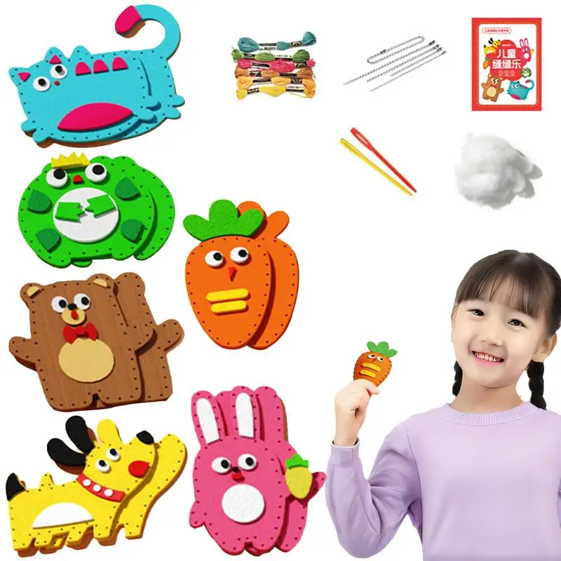 Educational Sewing Set Kids Felt Craft Kits Skill Building Set Animal Toys Gifts DIY Kids Craft And Sew Set Crafty Start