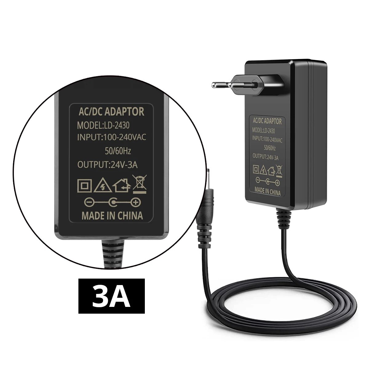 Transformador de luz de fuente de alimentación conmutada 2A 3A AC110V 220V a DC 24V adaptador de fuente de alimentación enchufe UE/EE. UU. para tira