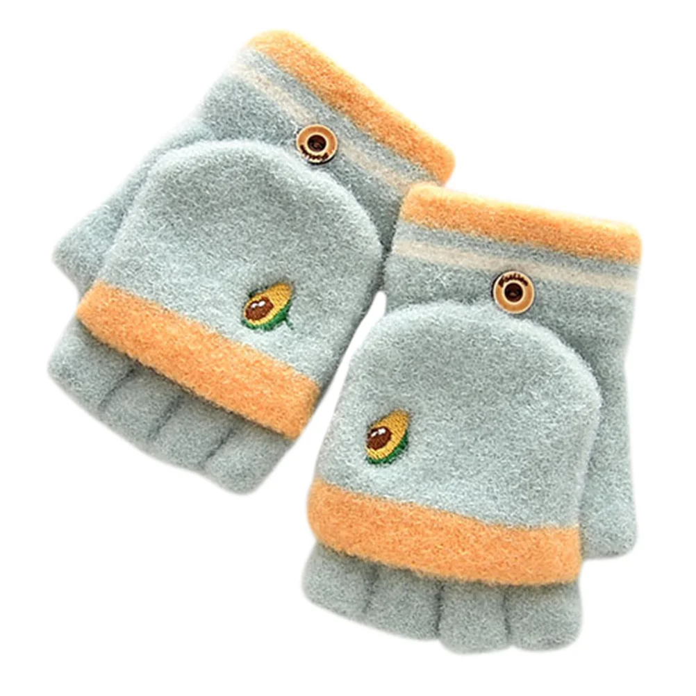 

1Pair Children's Warm Gloves Cartoon Flip-Cover Winter Mitten Polyester Comfortable Durable Practical Children's Gloves