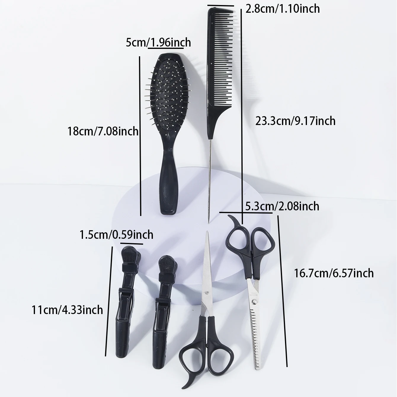 6pcs hair comb set, wig care accessories, pointed tail comb, hair scissors, home salon, special for real hair wigs