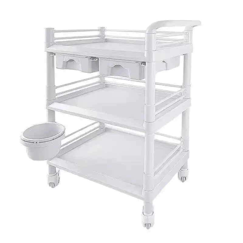 عربة أرفف صالون التجميل رف أدوات الفقاعات الصغيرة من الفولاذ المقاوم للصدأ ثلاثة عربة أدوات متعددة الوظائف #6