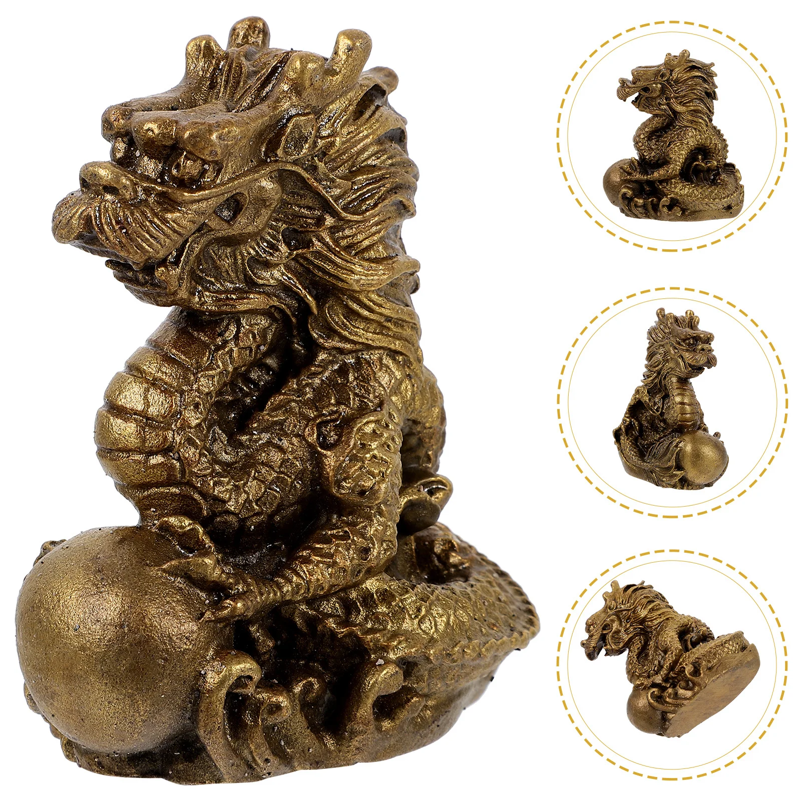 

Dragon Ornament Mini Figurines Decoration Decorations Chinese Copper Statue Miniature Sculpture Desktop Brass