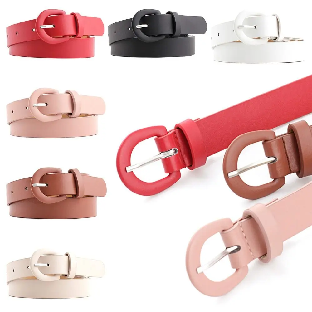 

Luxury Design Candy Color Vintage Decorative Waist Strap Trouser Dress Belts Horseshoe Buckle Waistband Leather Belt