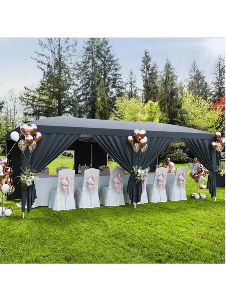 3x6m Pop-Up-Faltzelt mit 6 Seitenwänden, wasserdichter, UV-beständiger PE-Abdeckung, 3-stufig höhenverstellbar, inklusive Windseilen & Erdnägeln, Outdoor-Party-Hochzeits-Marktunterstand