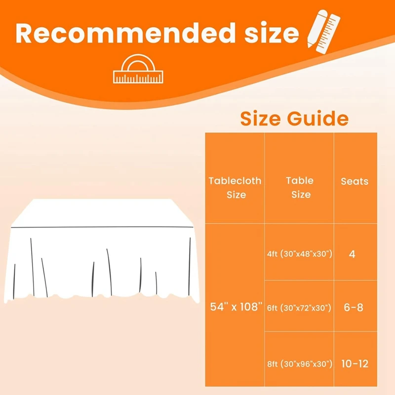 N85R-8 упаковка пластиковая одноразовая скатерть 54 х 108 дюймов, прямоугольная скатерть, скатерть для обеденного стола для вечеринок, кемпинга