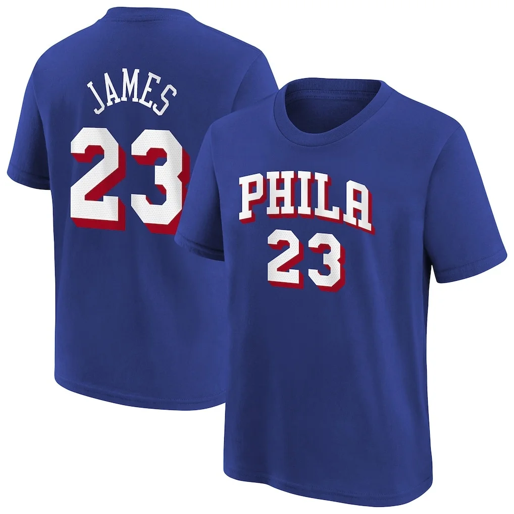 2026 Philadelphia James Basketball T-Shirt für Herren und Damen Sommer Baumwollkleidung Mode Übergroßes Kurzarm-Oberteil Streetwear – Detail 2