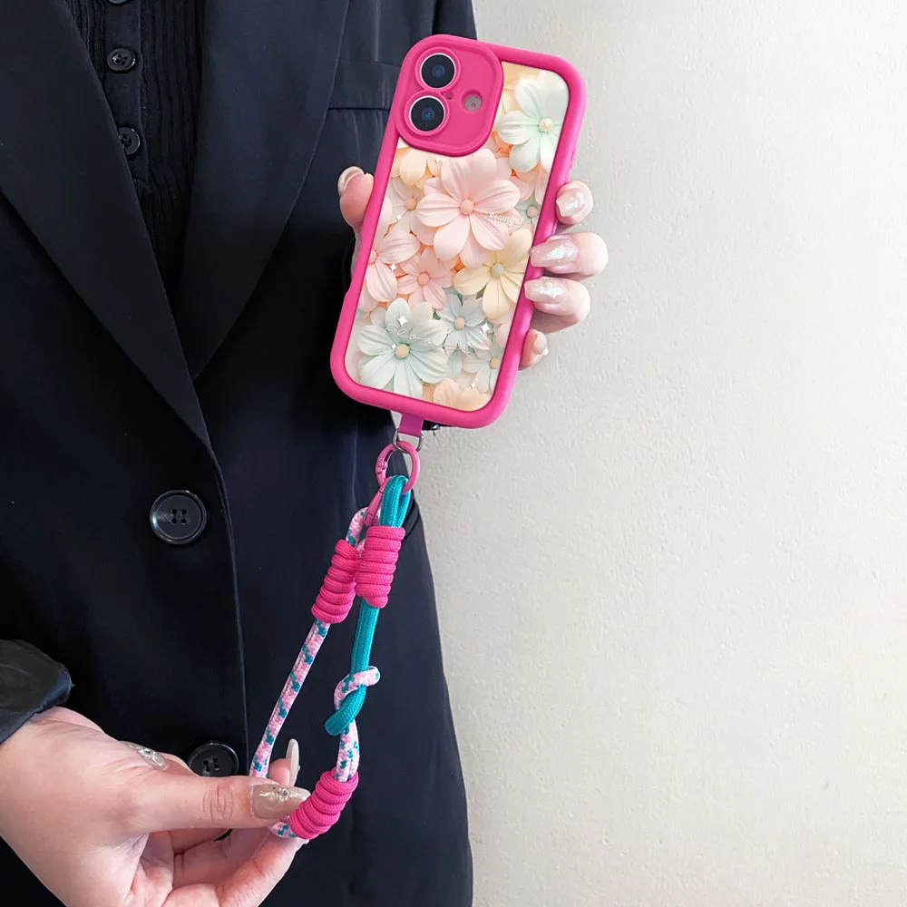 2025 Crossbody الحبل قلادة حزام الحال بالنسبة Xiaomi Poco X7 X6 F7 F6 M7 M6 F5 X5 X3 M3 Pro C55 C65 C75 C71 زهرة غطاء الهاتف