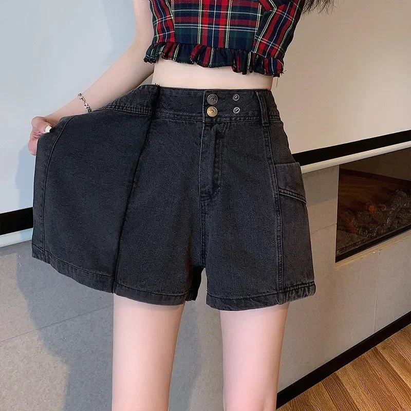 Vintage Denim Shorts Skirt For Women 2025 Summer Fashion Irregular Women's A-Line Mini Skirt Female Street High Waist Skirt