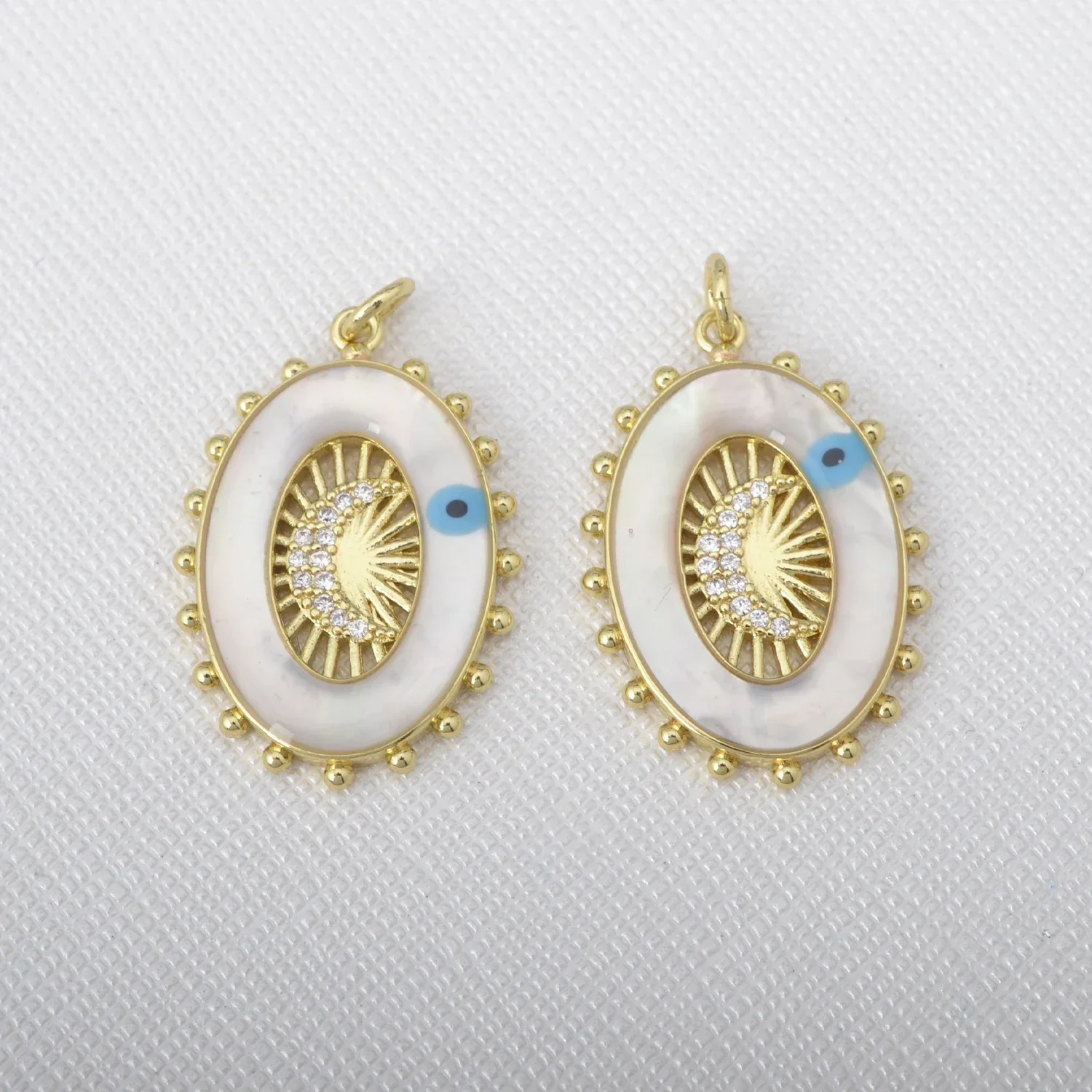 5 Pcs Enamel Pendants DIY Necklace Jewelry Making Accessories Devil Eye Tauren Lock Teardrop Shape Round Oval Heart Zircon Charm