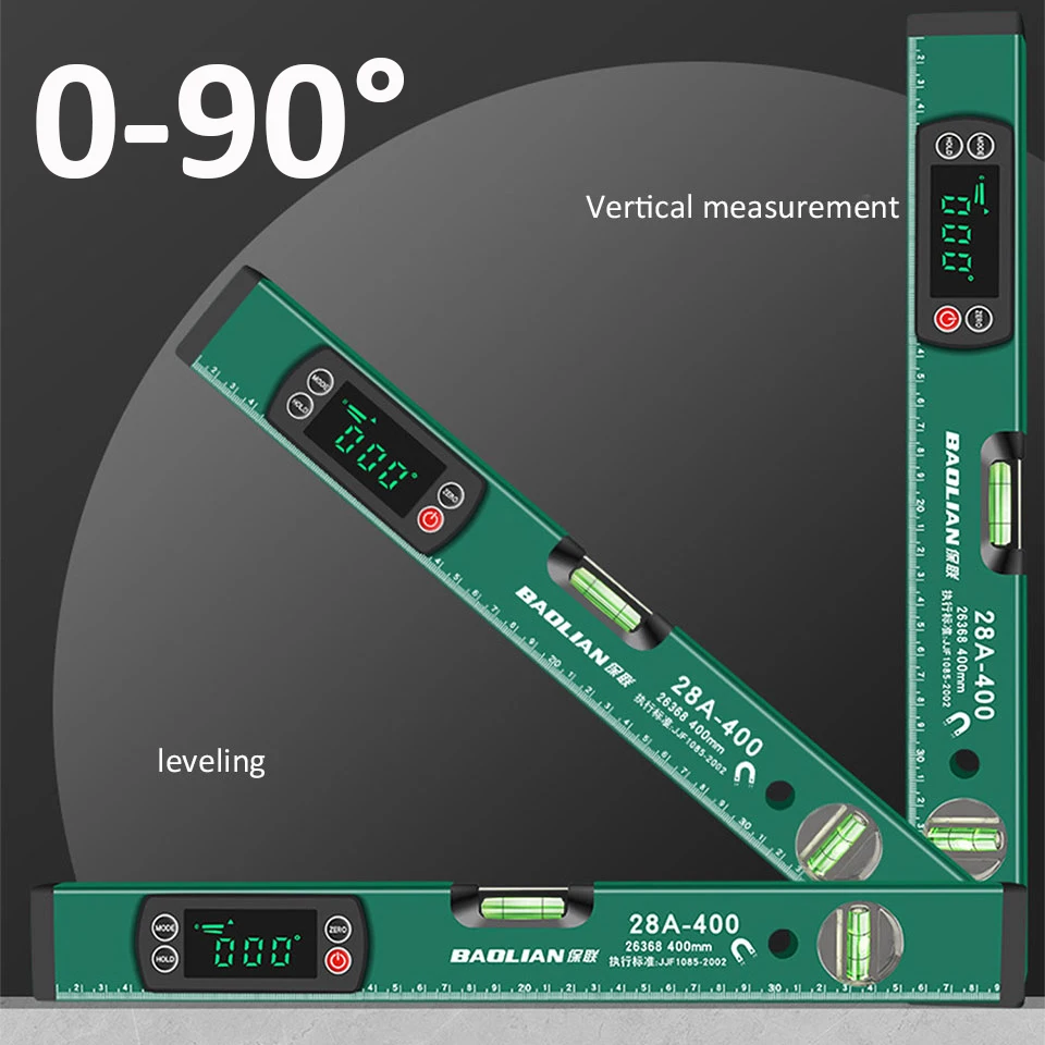Digital Protractor Angle Finder Electronic Digital Display Level Ruler 0-90 Degree Spirit Level Aluminum Alloy Level Protractor