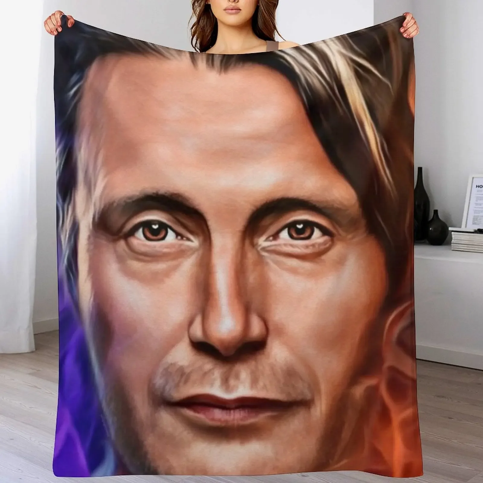 

Mads Mikkelsen Hannibal in Blue and Orange Flames Throw Blanket Baby blankets and throws Single cosplay anime Blankets