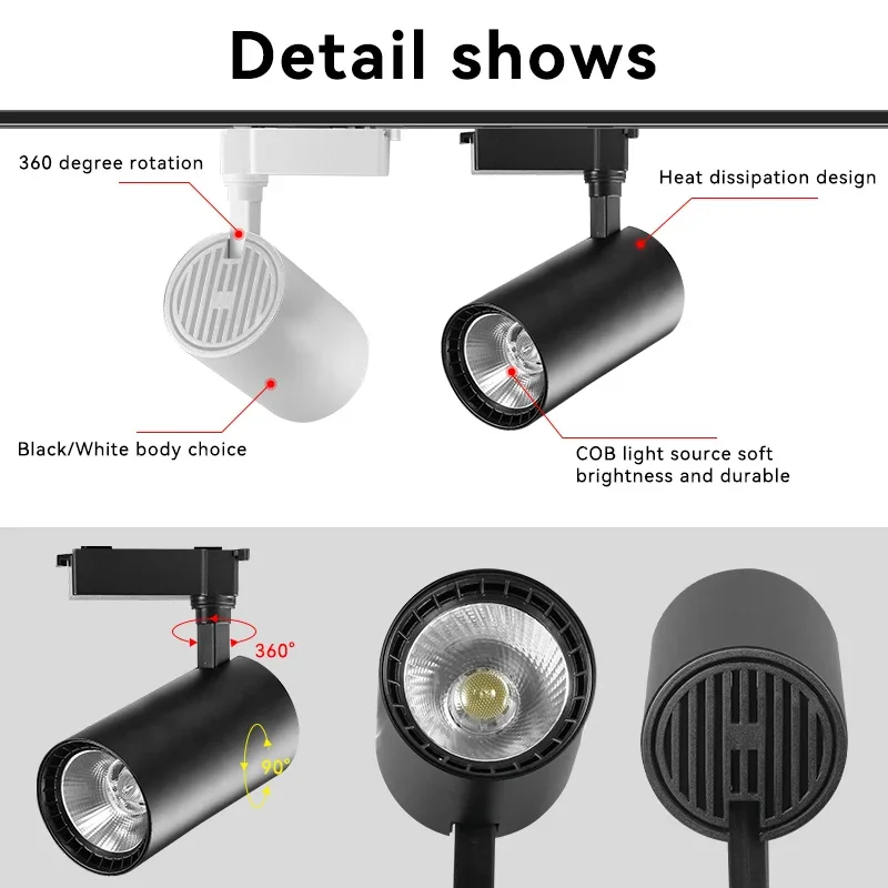 LED Track Light Spot Ceiling Lamp 220V Set Rail Spotlight COB Led Rail Lighting Home Decor Bedroom kitchen Ceiling Light Fixture